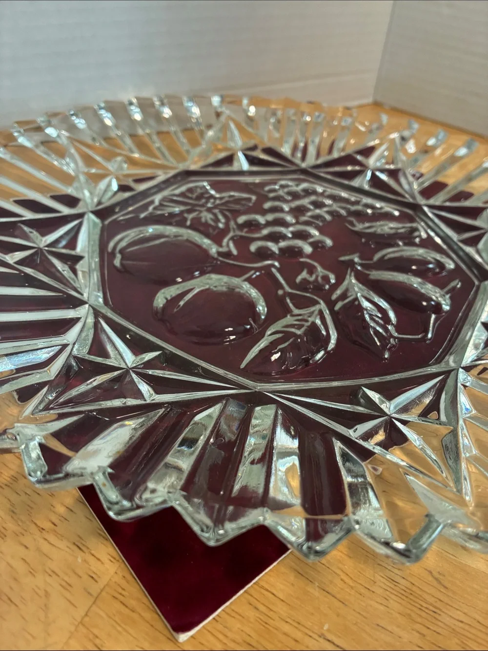 Federal Glass Fruit Motif Serving Dish - Clear